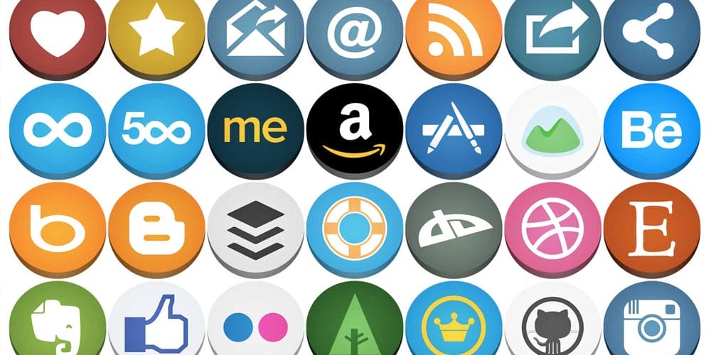 Flat But Not Flat Rounded Social Icons