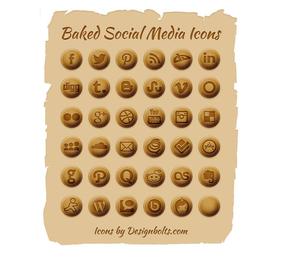 Free Baked Social Media Icons (PNGs & PSD File)