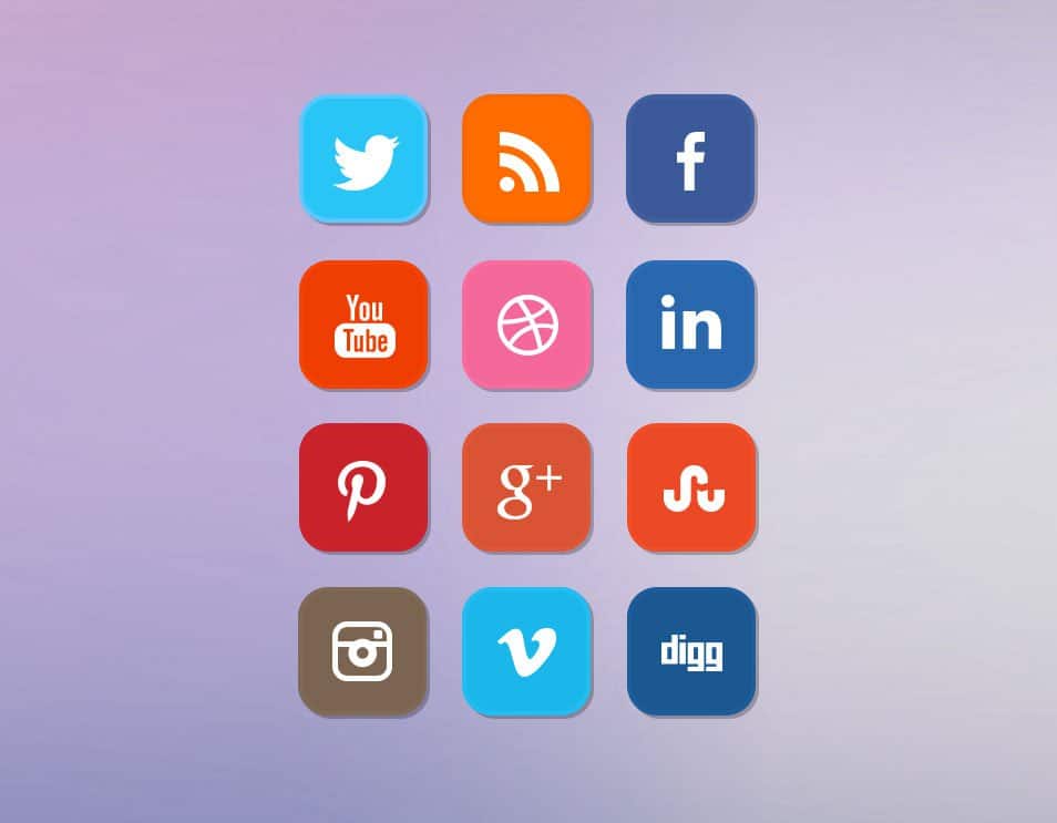 Free Clean Rounded Flat Social Media Icon Set