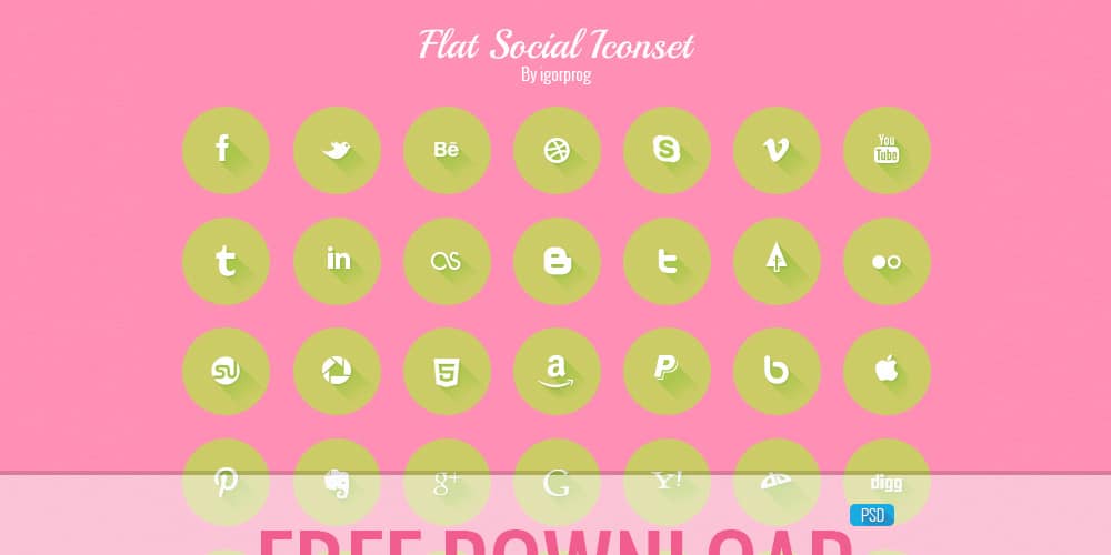 Free Flat Social Icon Set