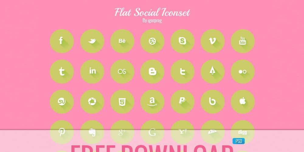 Free Flat Social Icon Set
