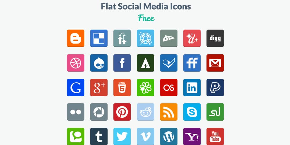 Free Flat Social Media Icons