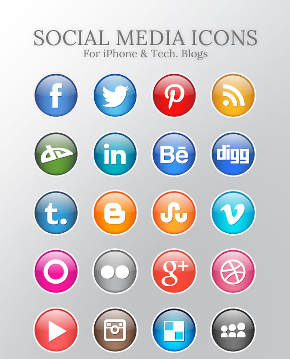 Free High Quality Social Media Icons For iPhone & Technology Blogs