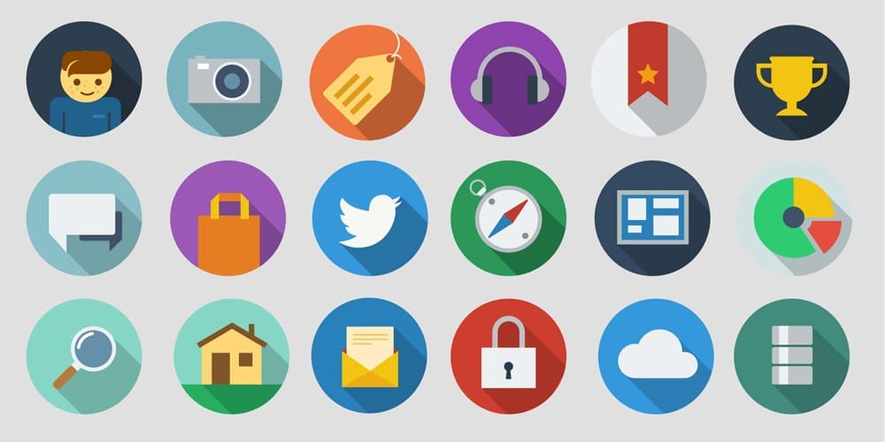 Free Modern Long Shadow Icons