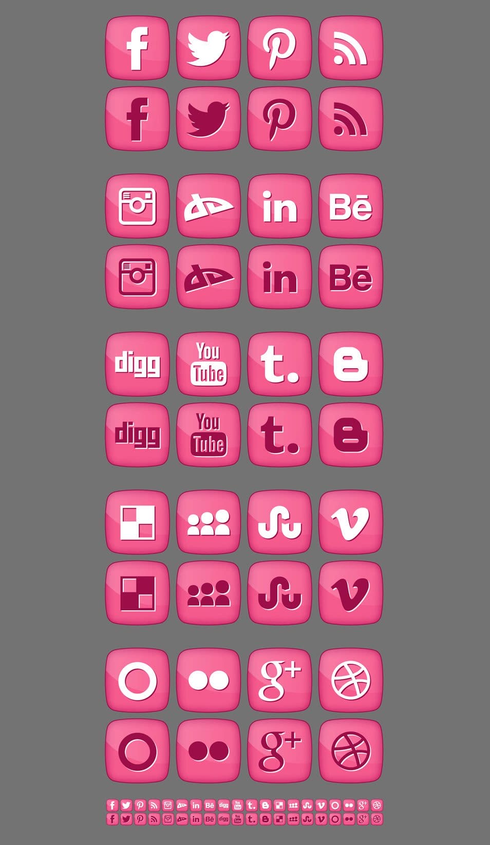 Free Pink Girly Social Media Icons 2012