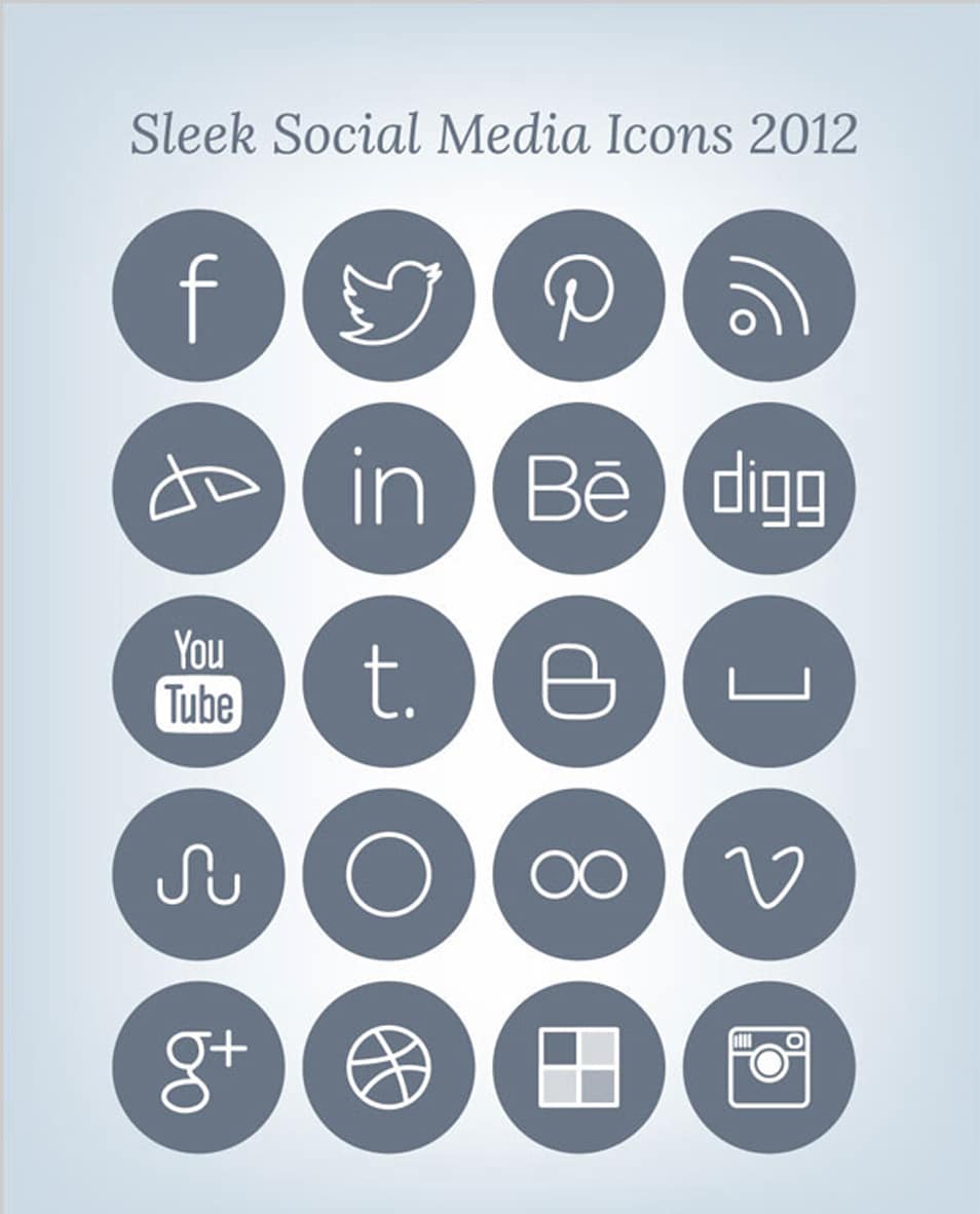 Free Simple Sleek Social Media Icons Set 2012