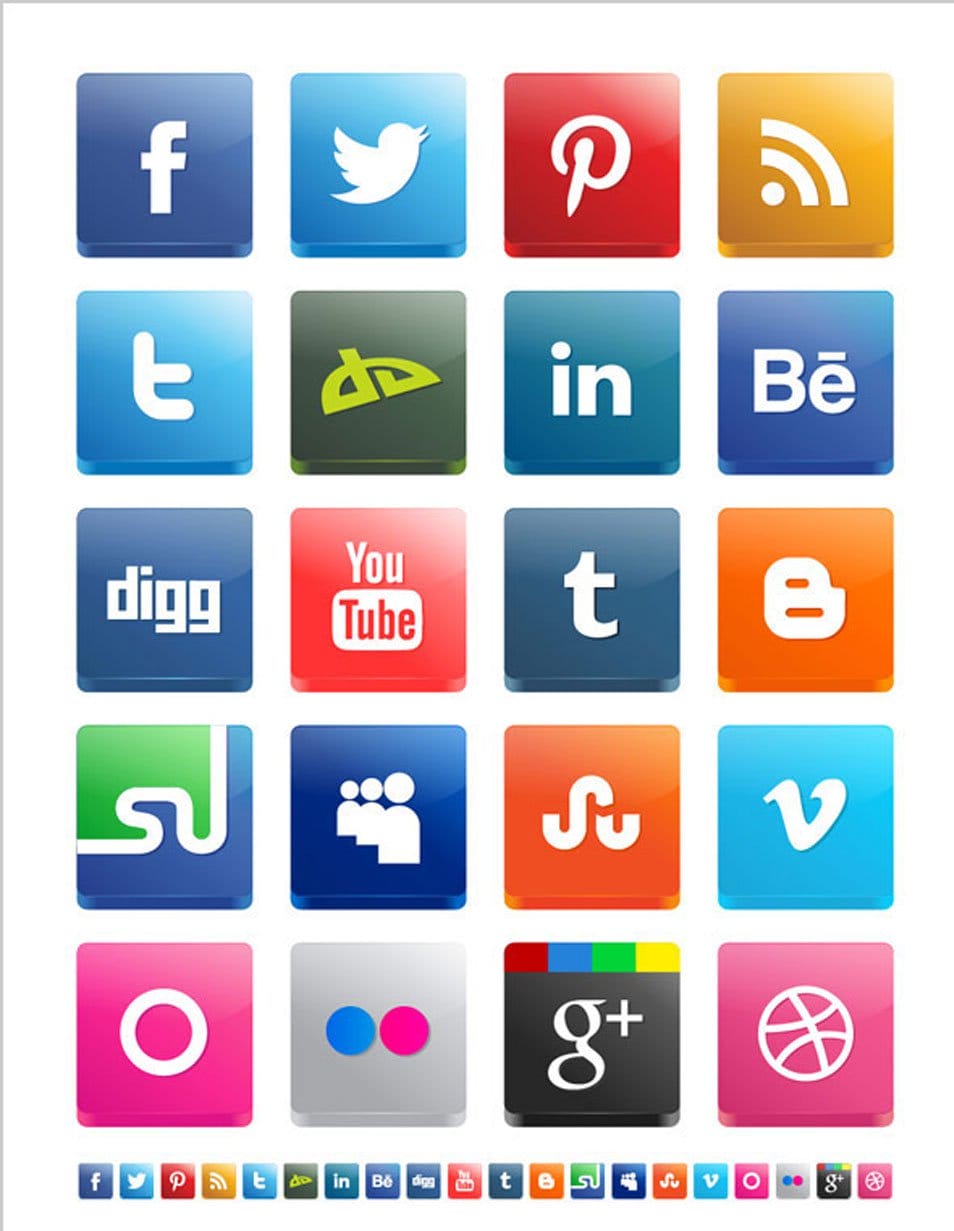 Free Vector 3D Social Media Icon Pack 2012