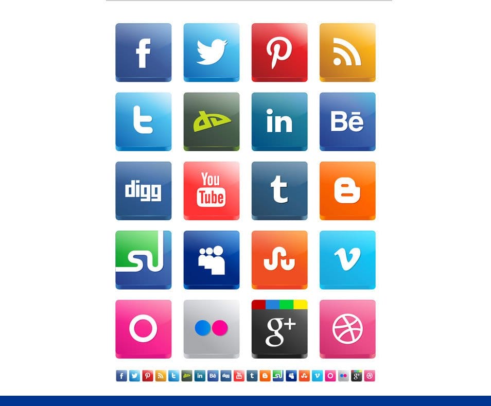Free Vector 3D Social Media Icon Set