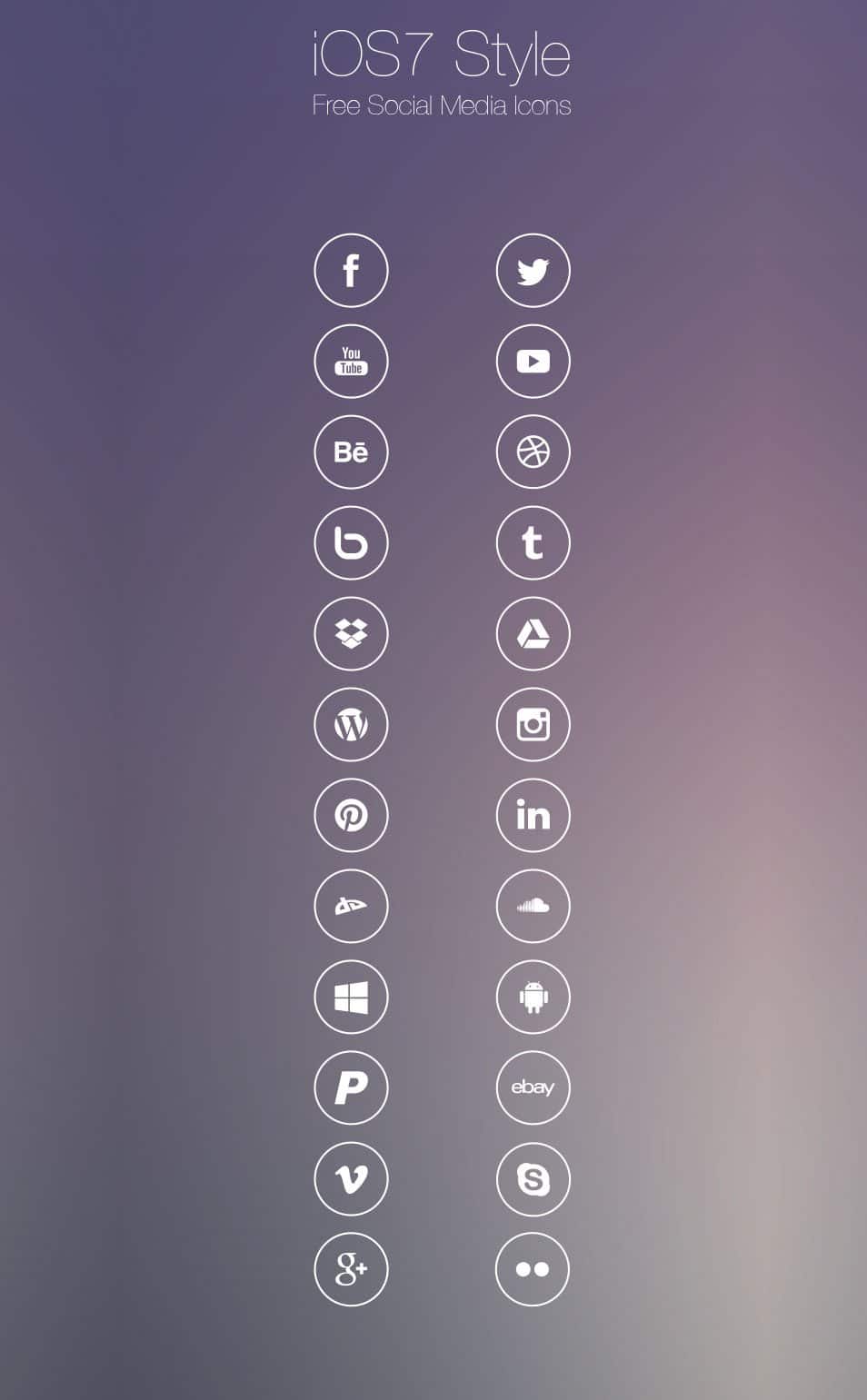 Free iOS7 Style Social Media Icons
