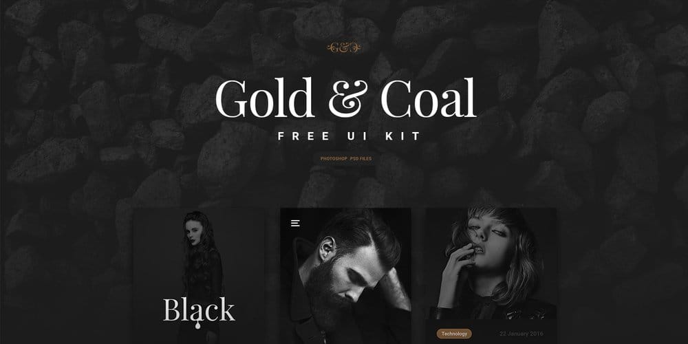 Gold and Coal Free UI Kit for iOS and Android