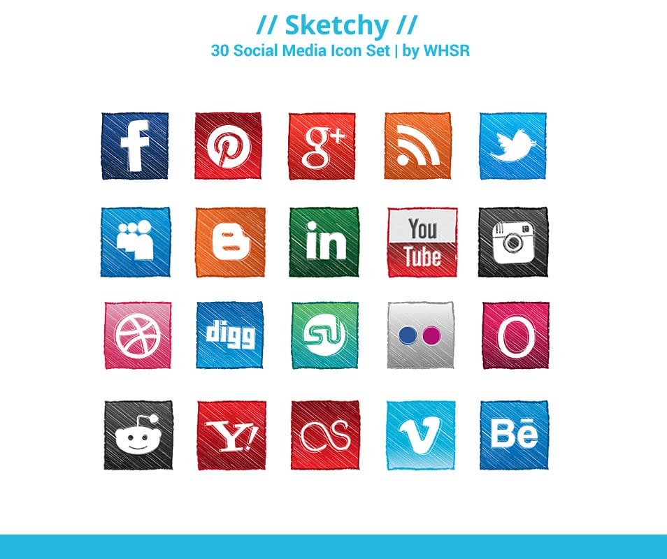 Sketchy: Hand-Sketch Social Media Icon Set