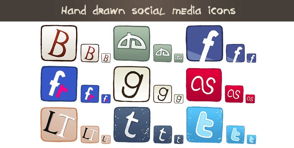 Hand drawn social media icons