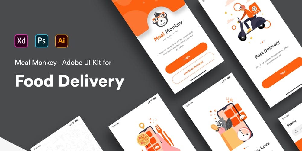 Meal Monkey Food delivery iOS App Ui Kit