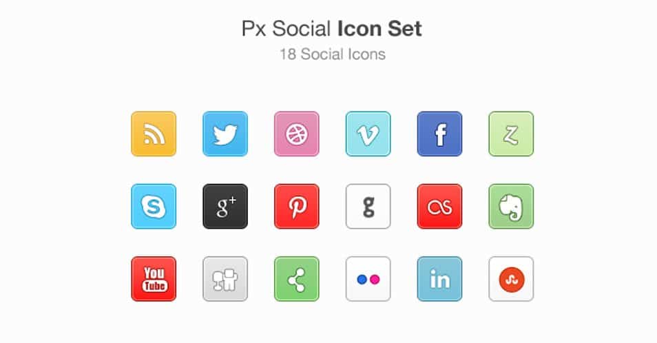 Px Social Icon Set (PSD)