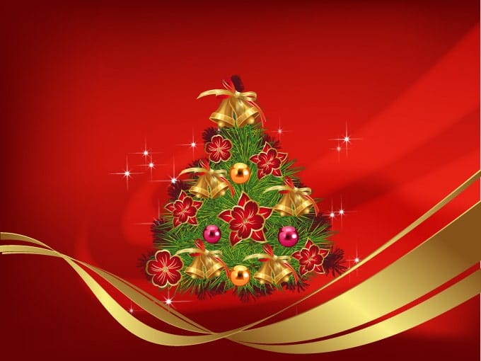 Red Christmas Tree Background