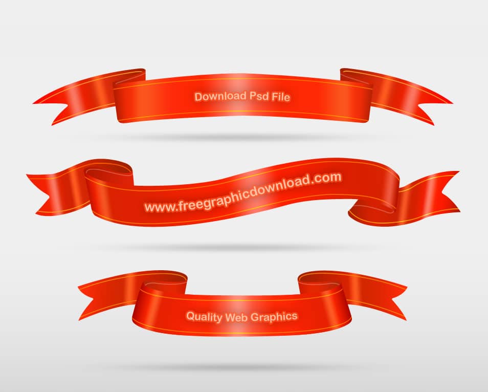 Red Ribbon Set Template Psd