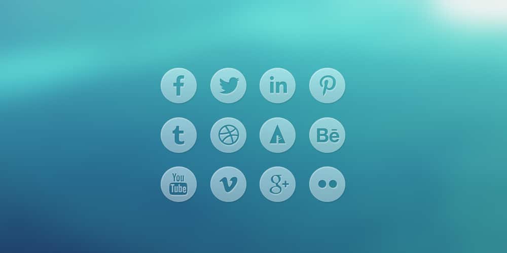 Round Transparent Social Media Icons PSD