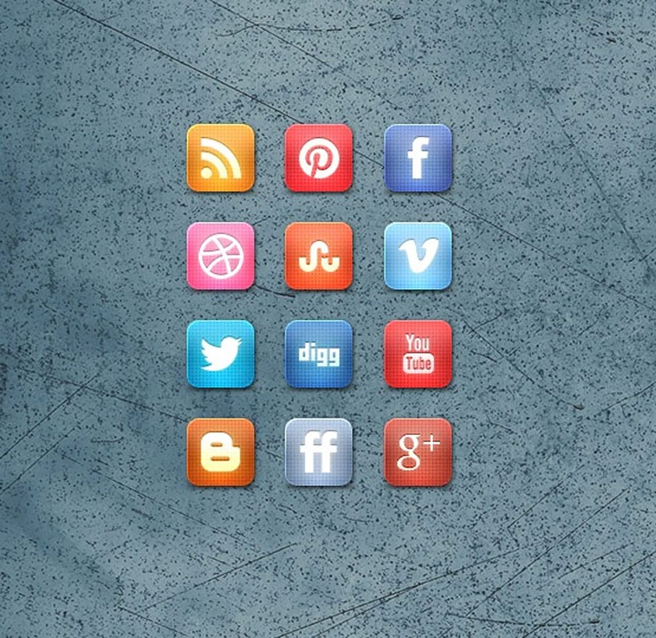 Slick Grid Style Free Social Media Icon Set