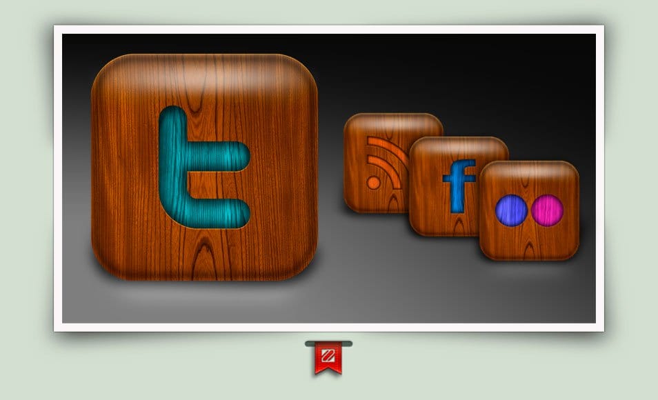 Social Media Wood icons