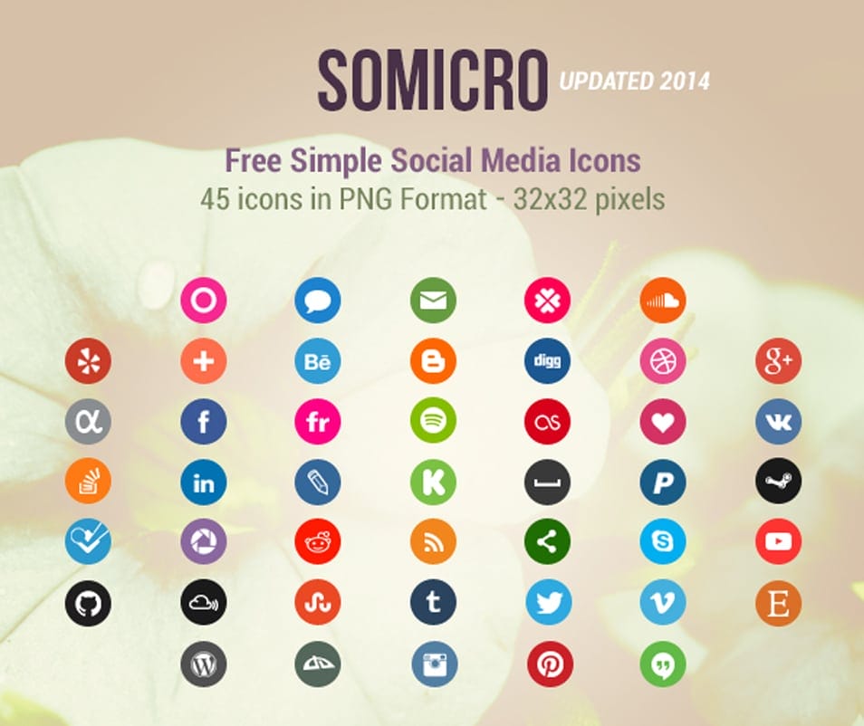 Somicro: 40 Free Social Media Icons