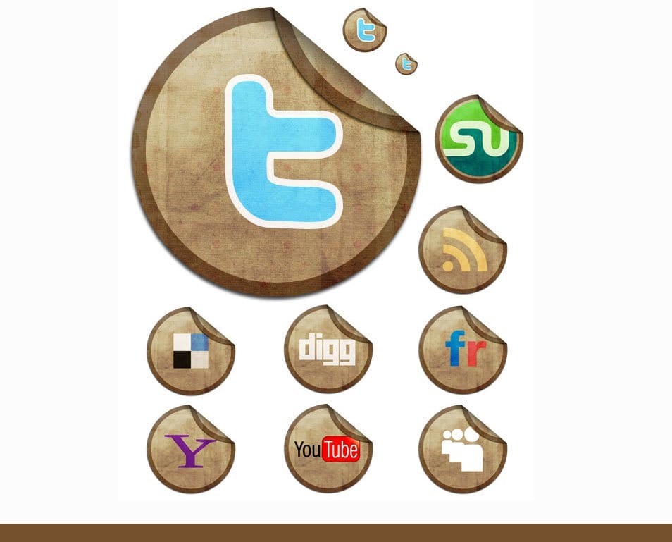 Sticky Social Networking Icon Set
