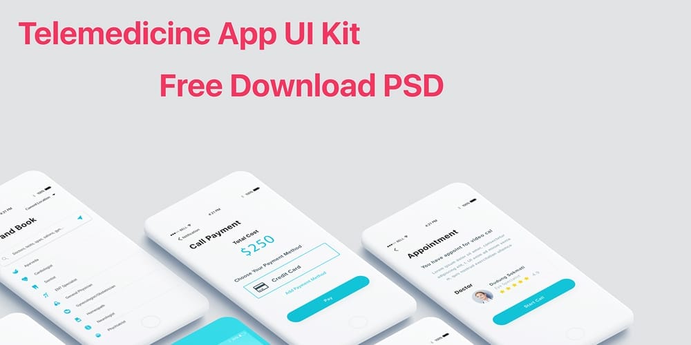 Telemedicine App UI Kit PSD