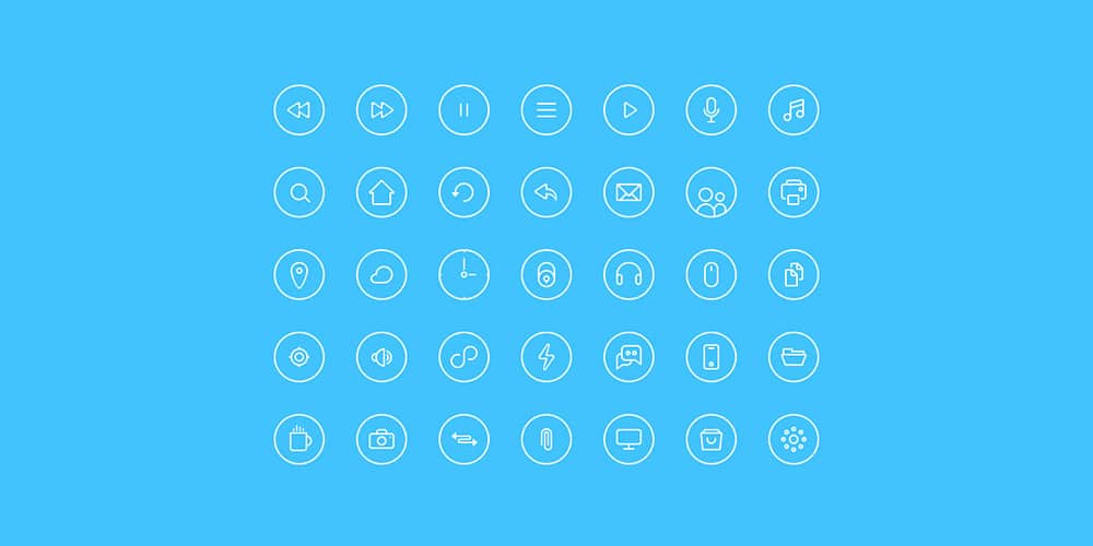 Thin Rounded Icons PSD