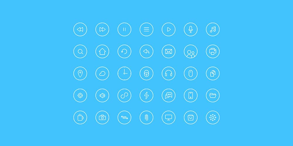 Thin Rounded Icons PSD