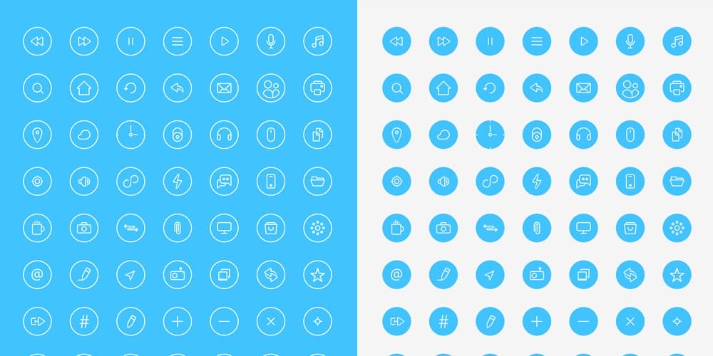 Thin Rounded Icons PSD