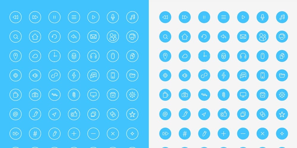 Thin Rounded Icons PSD