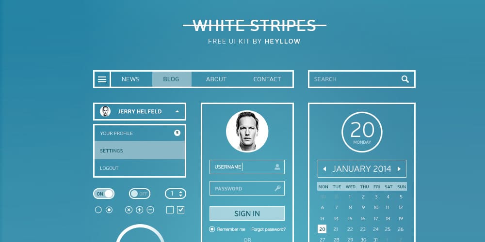 White Stripes UI Kit PSD