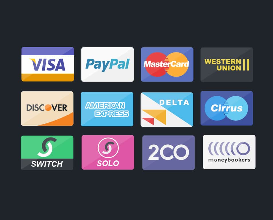 Credit Card, Debit Card and Payment Icons Set