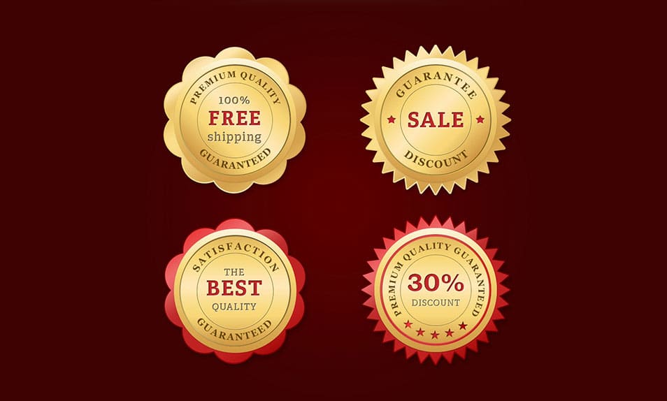 Free PSD Golden Web Badges