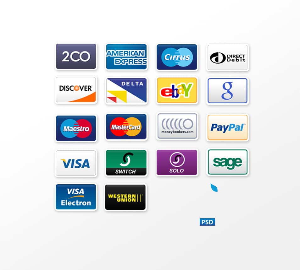 Payment Options Icon Set PSD Payment Options Icon Set PSD