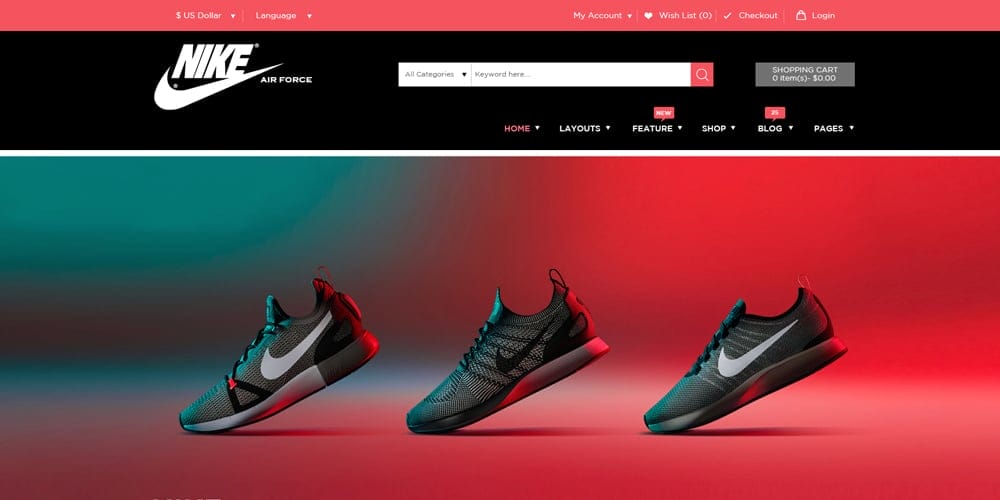 Adidas landing page for E-Commerce