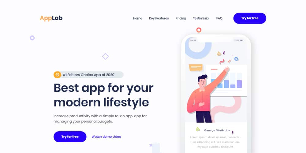 Beautiful Landing Page Templates PSD 4 App Landing Page Template