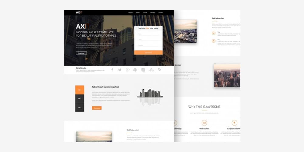 Axit Free Landing Page Template PSD