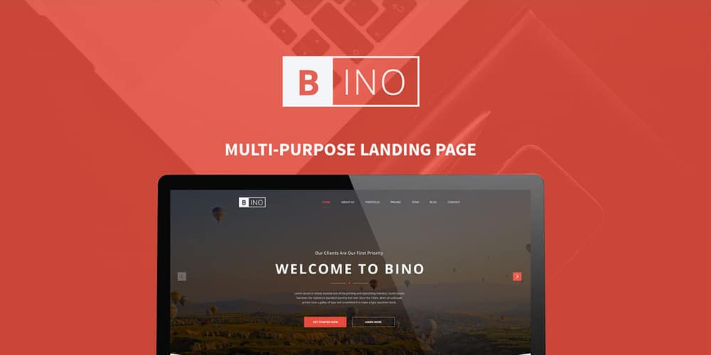 Bino Free Landing Page Template PSD