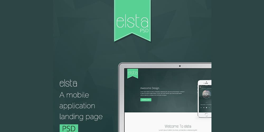 Elsta Mobile Application Landing Page PSD