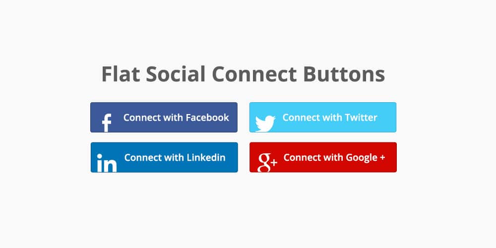 Flat Social Connect Buttons PSD