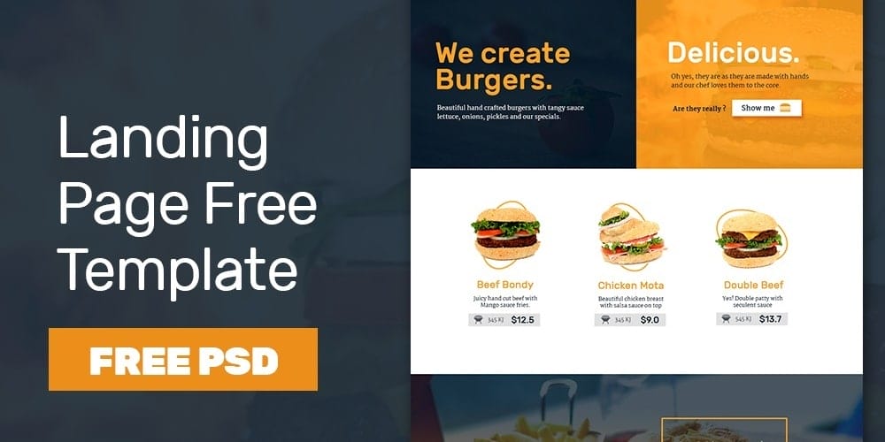 Free Fast Food Landing Page Template PSD