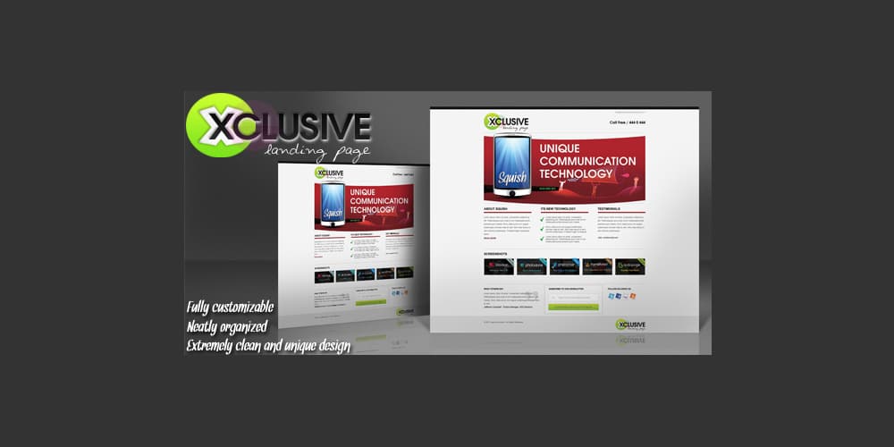 Free Xclusive Landing Page PSD Template