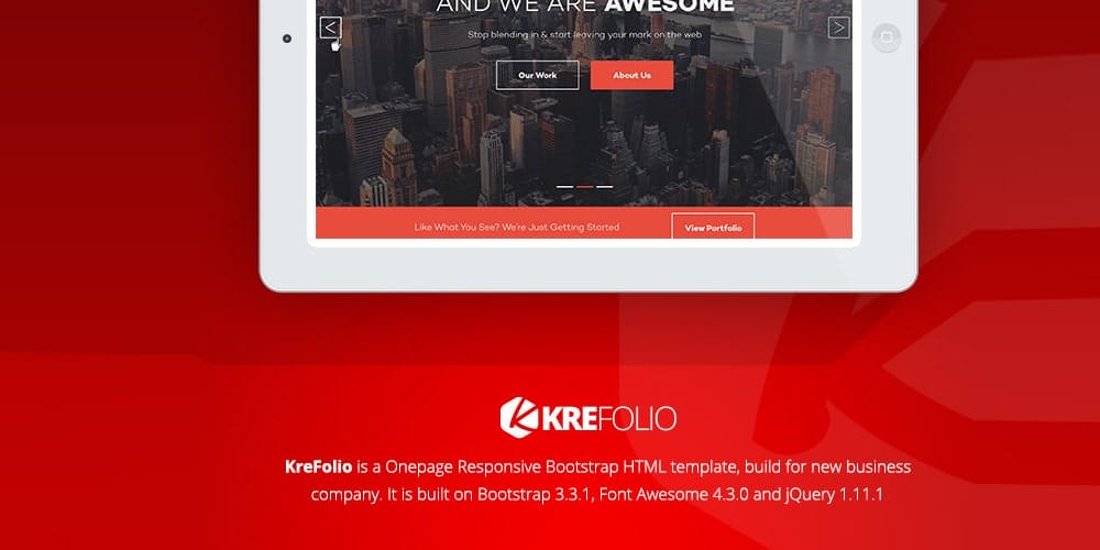 KreFolio Startup Agency Landing Page Template