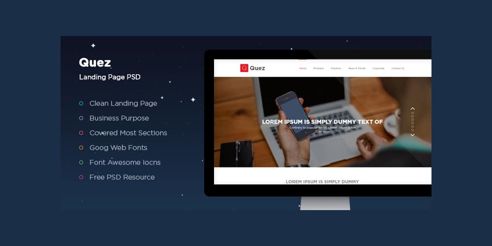 Quez Landing Page PSD