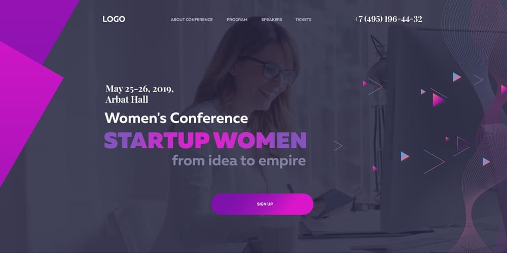 Beautiful Landing Page Templates PSD 20 StartUp Women Landing Page PSD