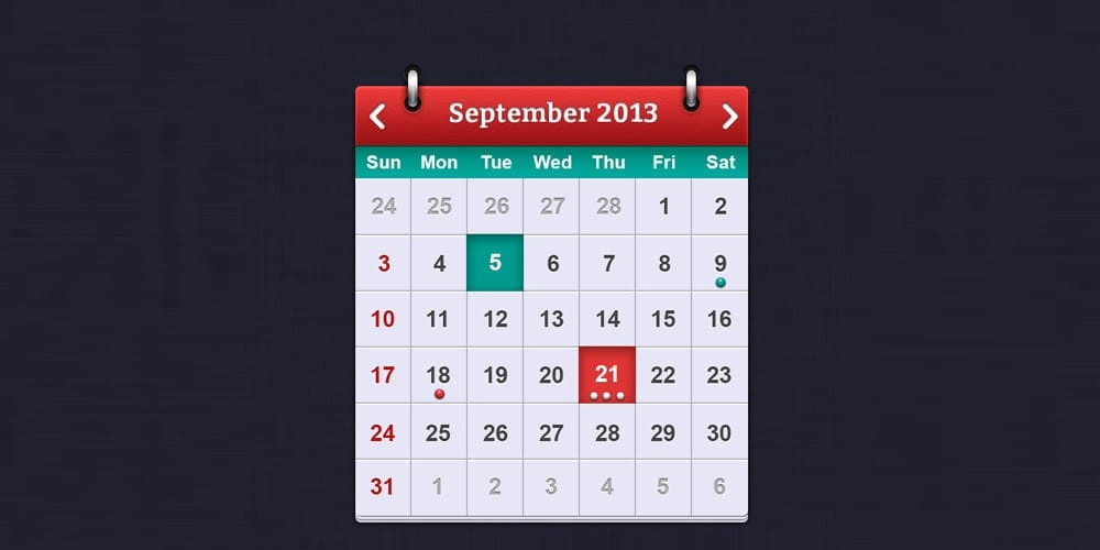 Calendar Interface Design PSD