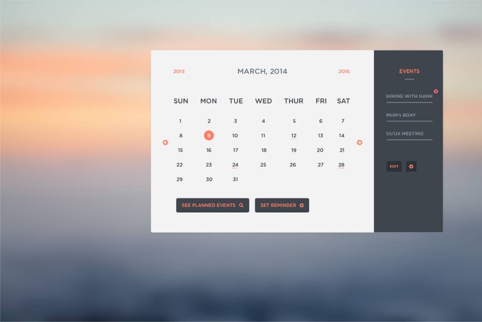 Calendar UI 