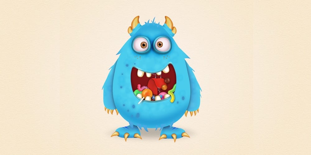 Candy Monster Character in Adobe Illustrator