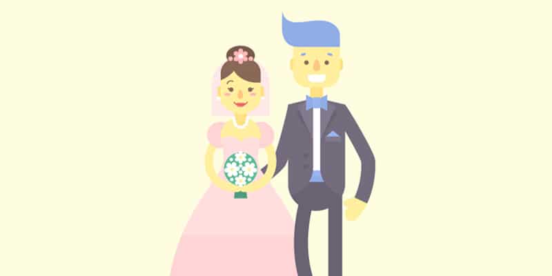 Flat Bride and Groom Characters