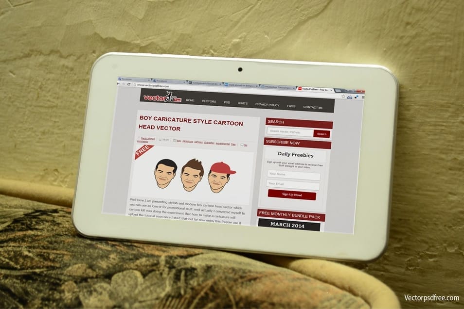 Free PSD Mockup of Modern Tablet